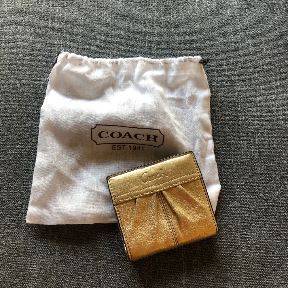 Metallic Gold Mini Coach Wallet